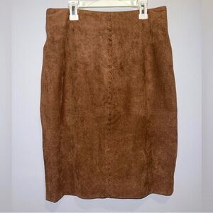 Ivanka Trump Brown Faux Suede Pencil Skirt